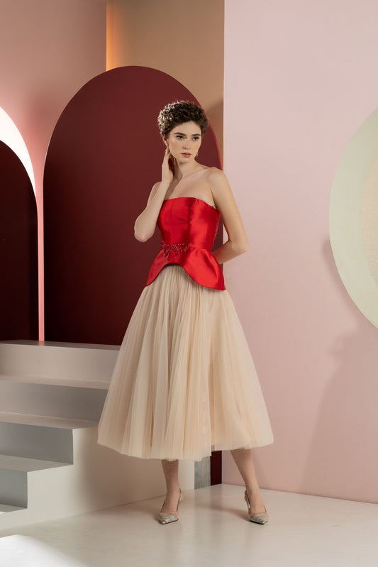 Audrey Red Corset Top & Skirt