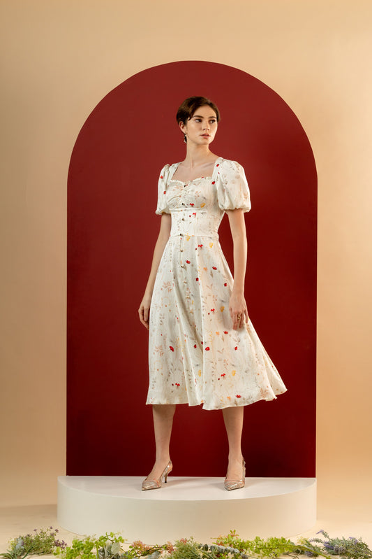 Dahlia White Petal Midi