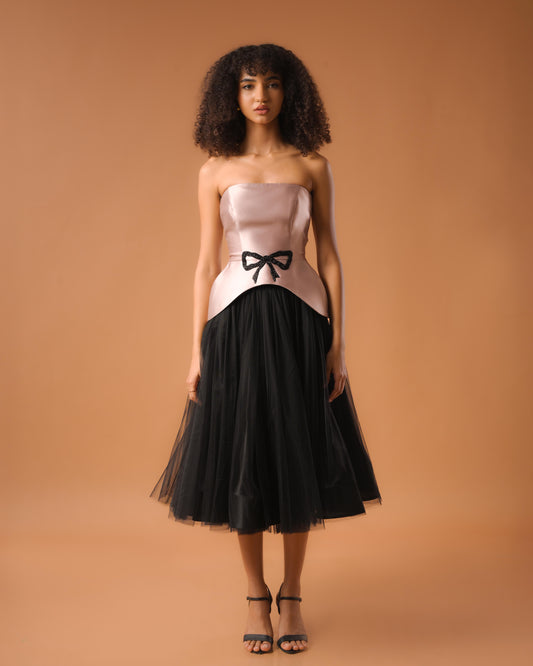 Audrey Rose Gold Corset Top and Black Skirt