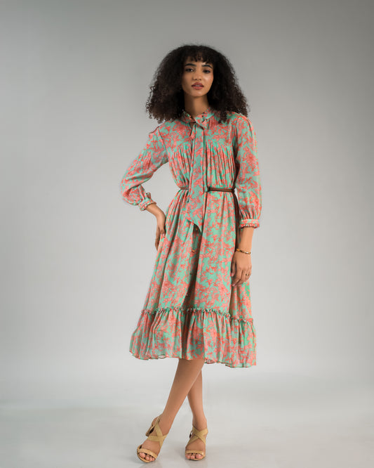 Dahlia Turquoise Coral Midi