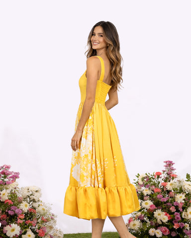 Dahlia Summer Satin Midi Dress