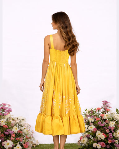 Dahlia Summer Satin Midi Dress