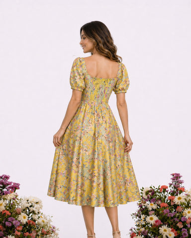 Dahlia Summer Linen Midi Dress