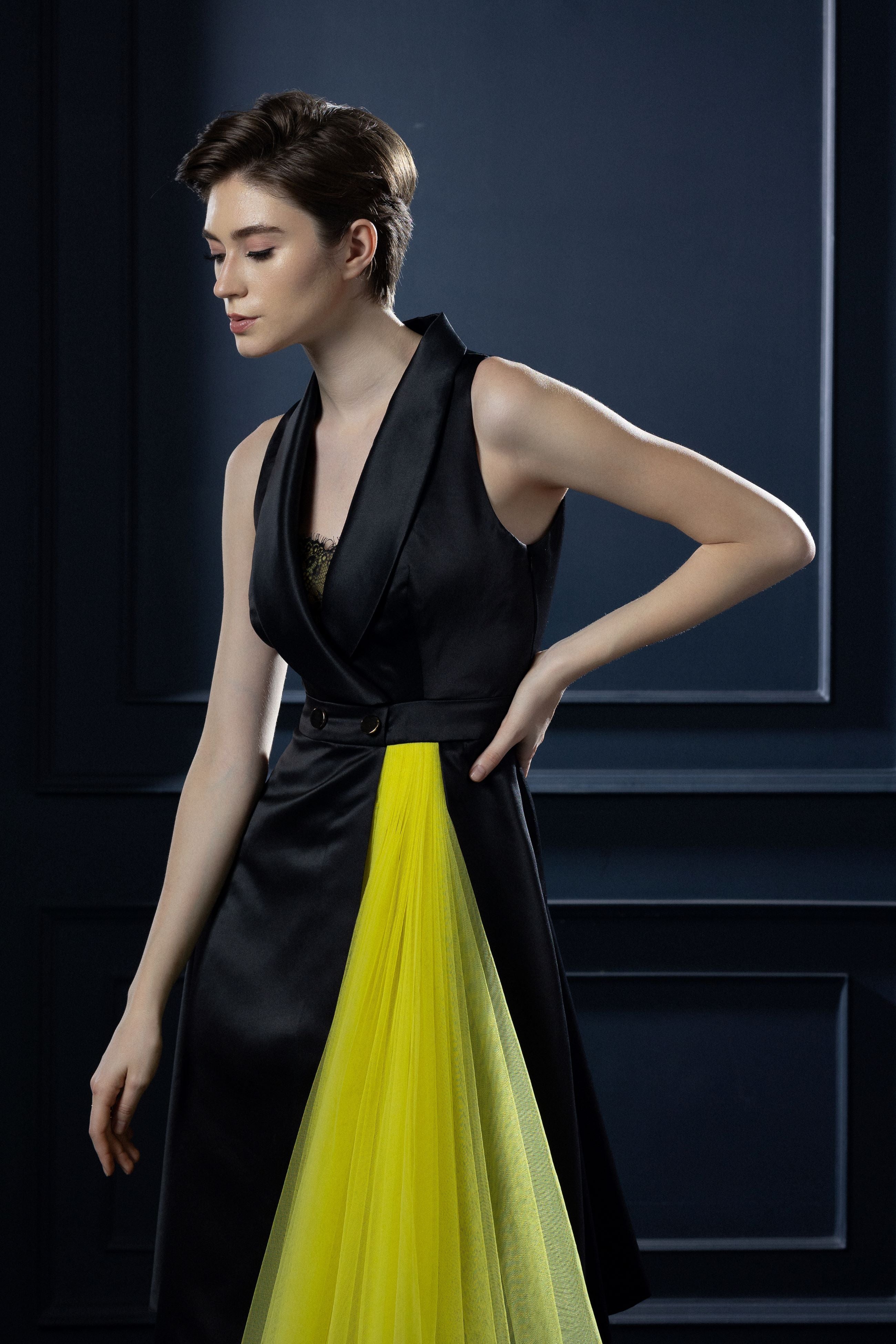 neon yellow blazer dress Unique21 Blazer Dress, Luxe Stain Breasted Yellow Blazer Dress 14
