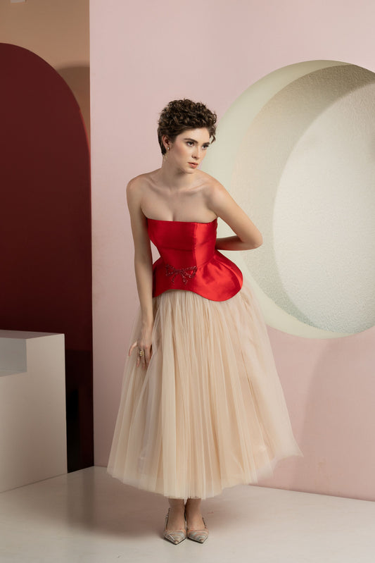 Audrey Red Corset Top & Skirt
