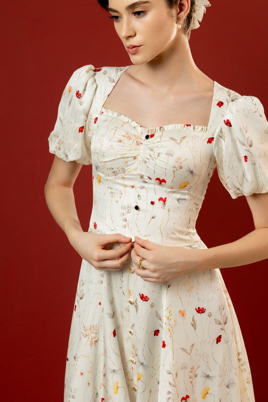 Dahlia White Petal Midi