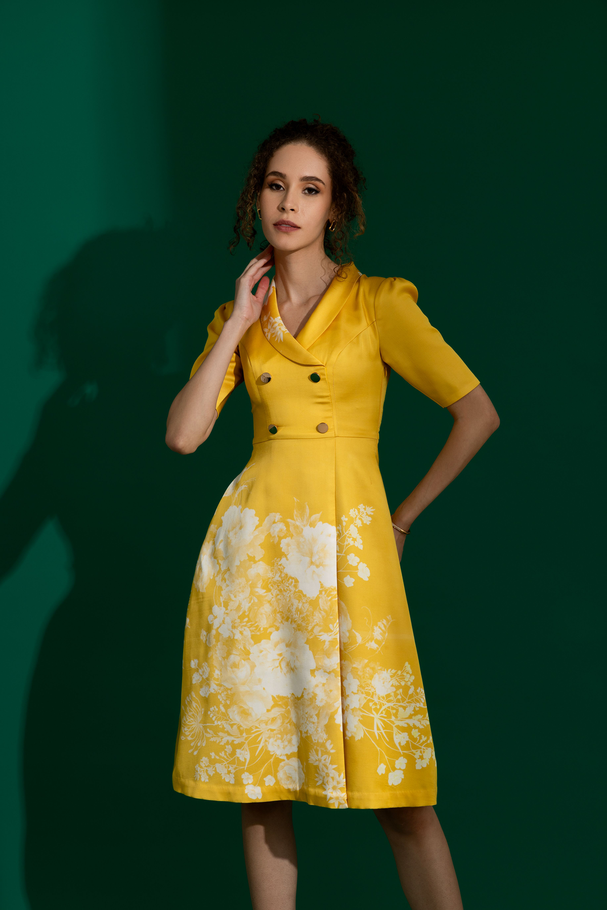 yellow satin midi dress Naomi Satin Strapless Midi Dress