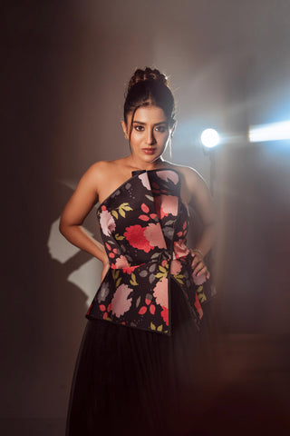 Audrey Black Floral Gown