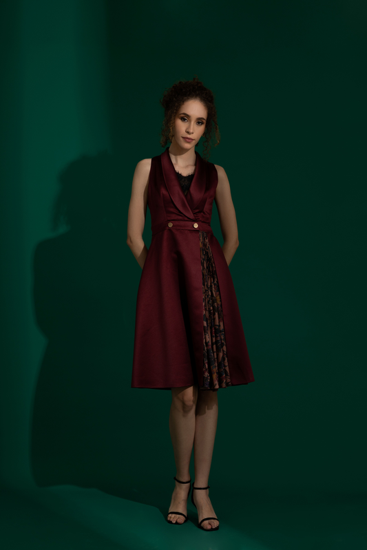 Audrey Maroon Blazer Midi Dress