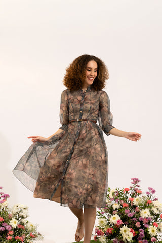 Dahlia Olive floral Midi Dress