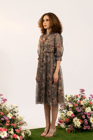 Dahlia Olive floral Midi Dress