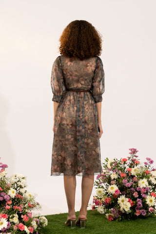 Dahlia Olive floral Midi Dress