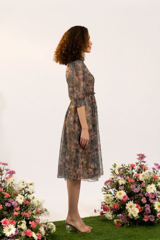 Dahlia Olive floral Midi Dress