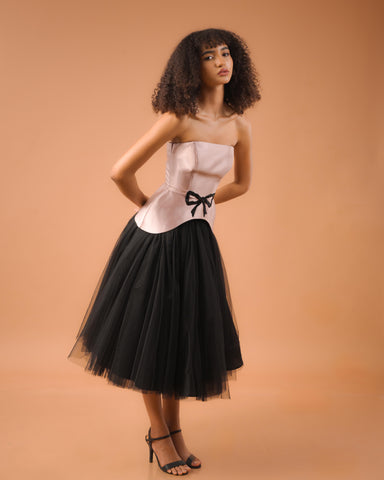 Audrey Rose Gold Corset Top and Black Skirt