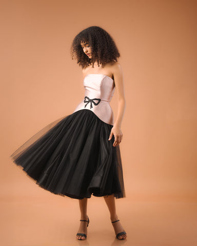 Audrey Rose Gold Corset Top and Black Skirt