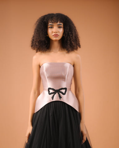 Audrey Rose Gold Corset Top and Black Skirt