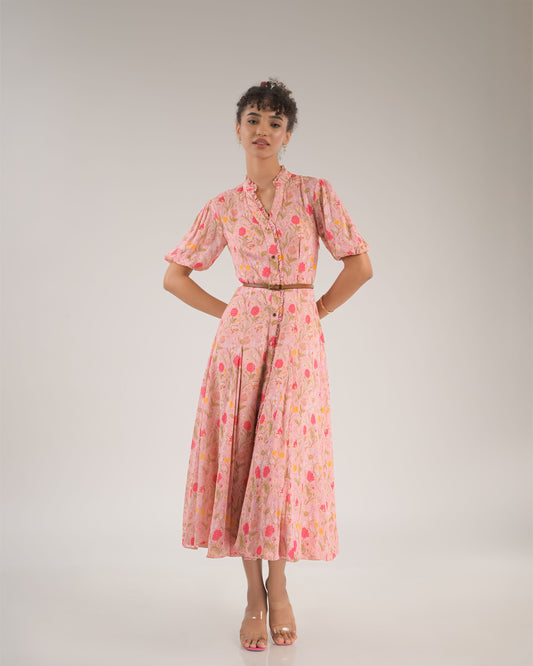 Dahlia Pink Floral Midi
