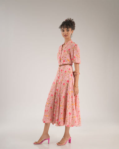 Dahlia Pink Floral Midi