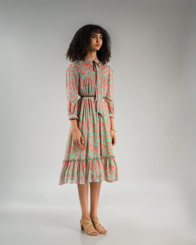 Dahlia Turquoise Coral Midi
