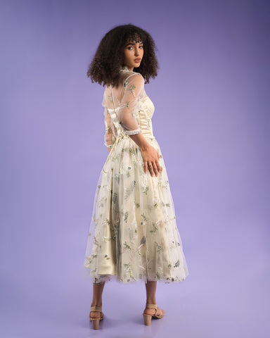 Catherine Beige Bloom Embroidery