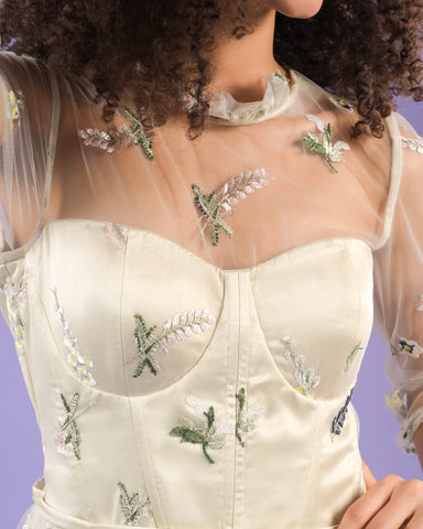 Catherine Beige Bloom Embroidery